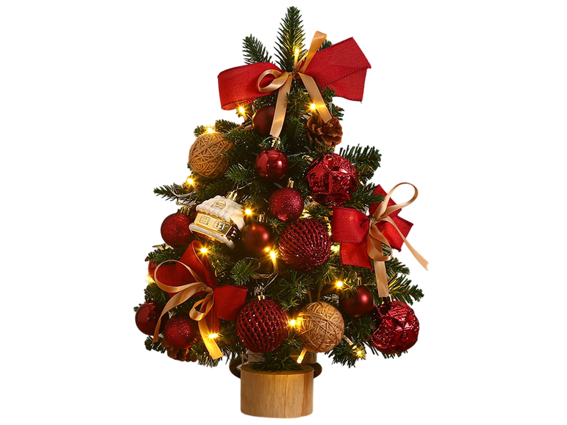 Mini árbol de Navidad con luces LED y estrella en la parte superior TRUYUETY