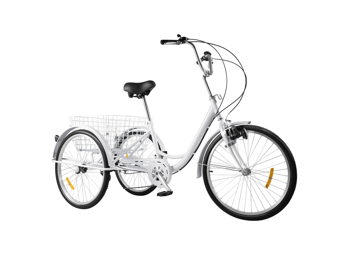 Triciclo para adultos, sistema de 6 velocidades, cesta de almacenamiento grande, color marfil OEM