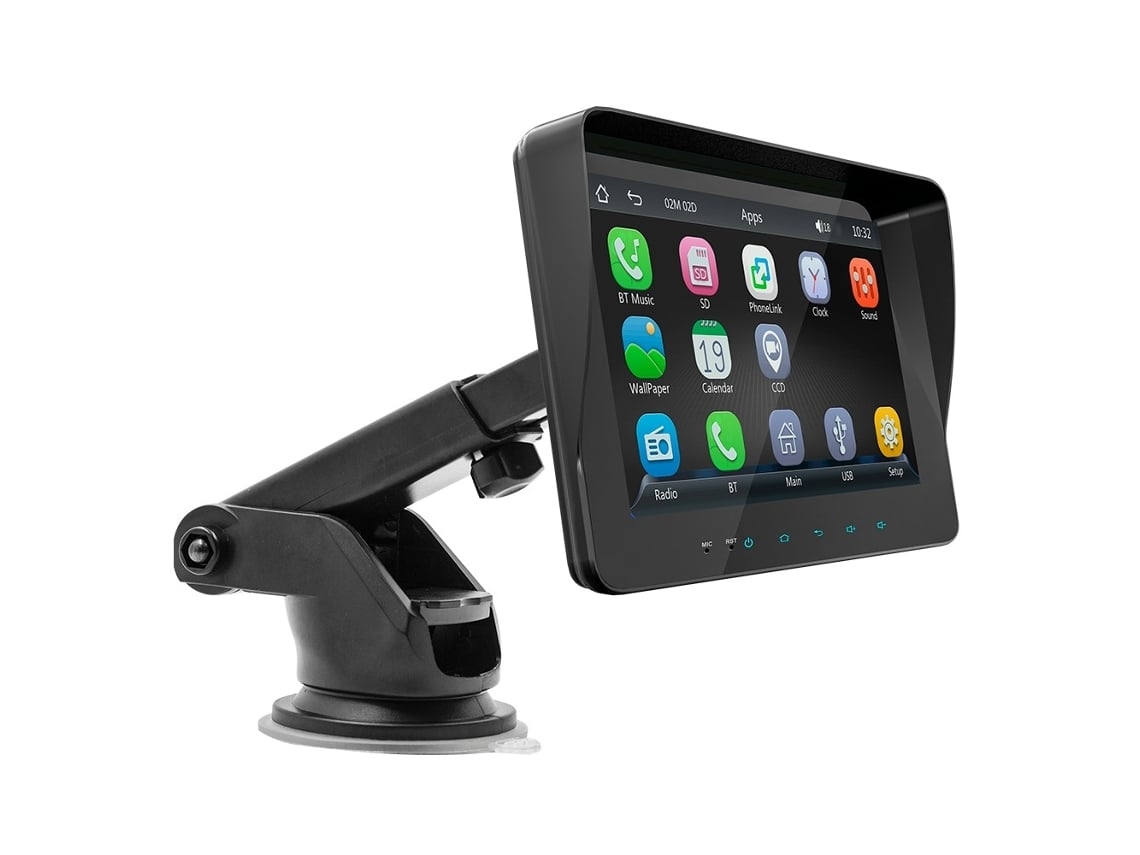Reproductor MP5 estéreo para coche de 7 pulgadas, color negro, con Bluetooth y función de llamadas manos libres.