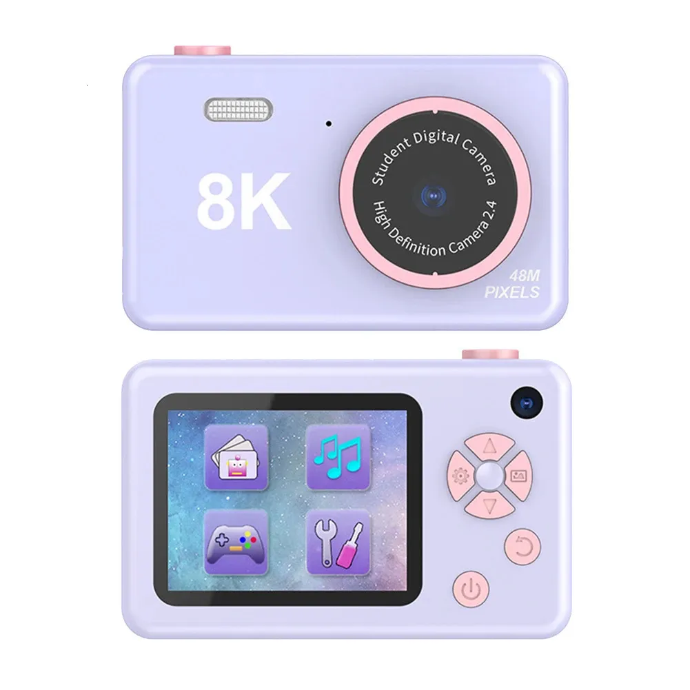 Câmera Digital H4 Hd 8K Compacta de 2.4 Polegadas Frontal e Traseira Câmera Ccd Dupla 32G Roxa 