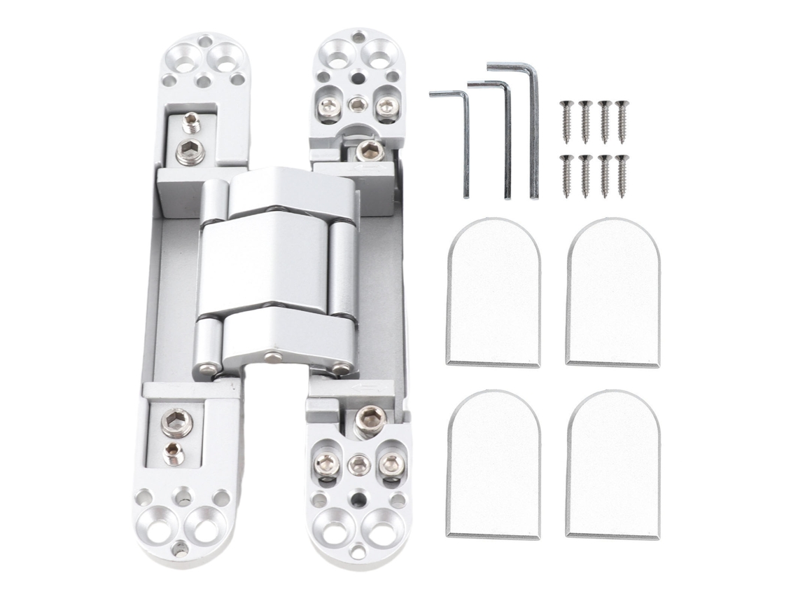 Pivote de zinc oculto, ajustable, 3 vías, 180º, plateado