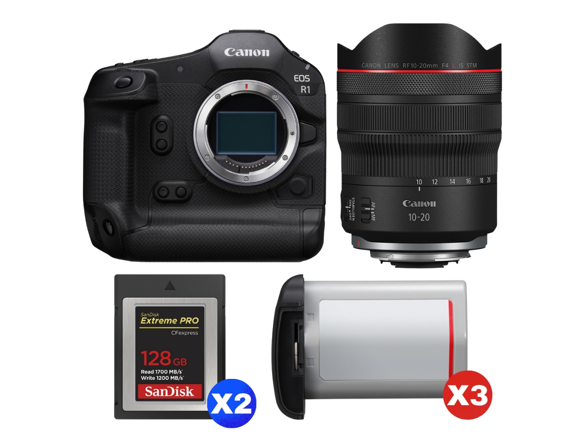 Canon Eos R1 + Rf 10-20mm F/4 L Is Stm + 2 Sandisk 128gb Extreme Pro Cfexpress Type B + 3 Canon Lp-e19 + Ebook “20 Consejos Para Fotos Que Impactan”