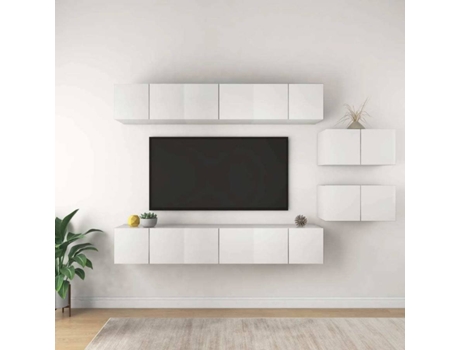 Conjunto 8 Mueble de TV VIDAXL de madera contrachapada blanco