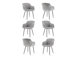 Sillas De Comedor Goeurvant 711(pack De 6, Gris Claro, Terciopelo)