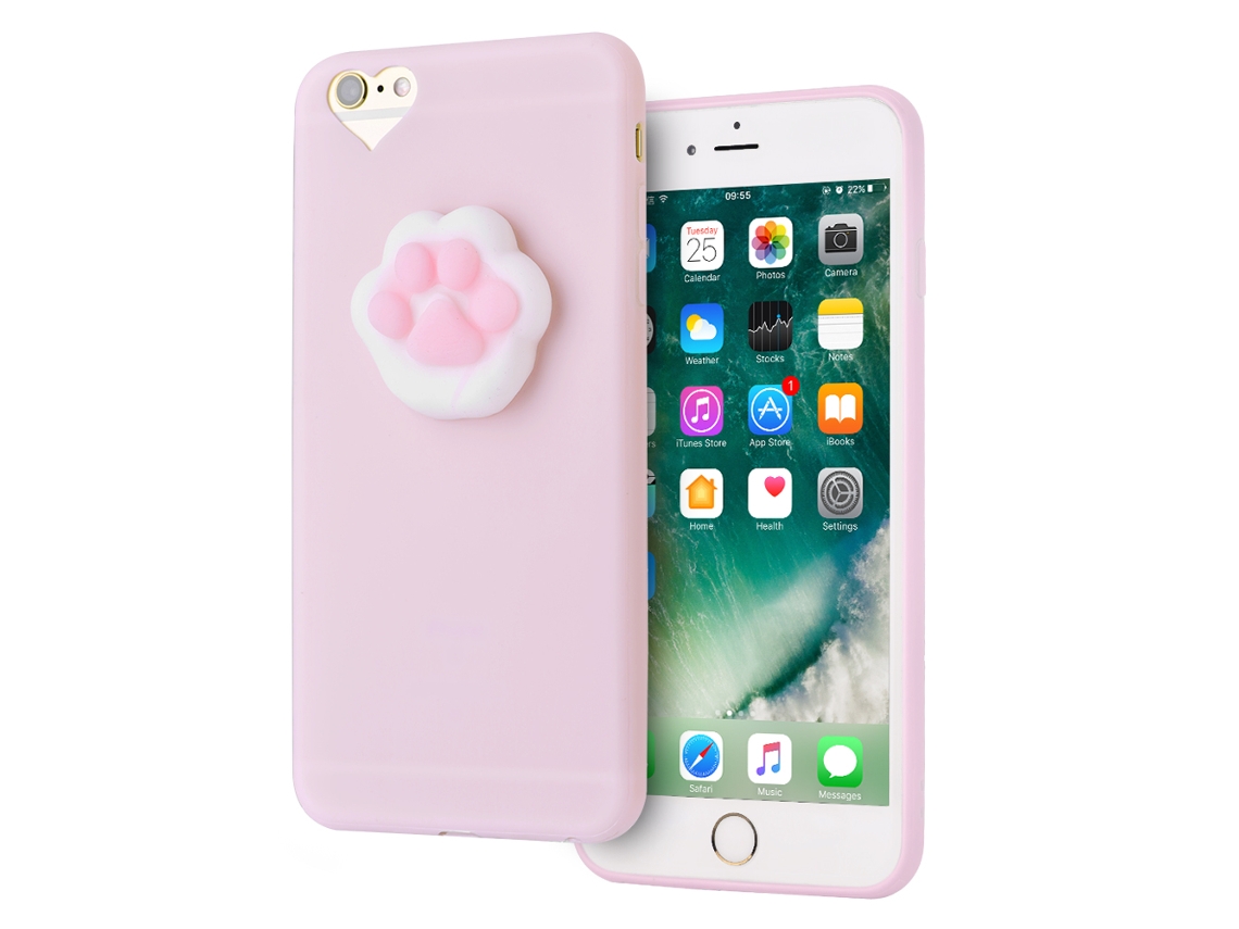 Cubierta Protectora De Uña De Gato Rosa Squishy De Animalito Caricatura 3d Tpu Para Iphone 6/6s