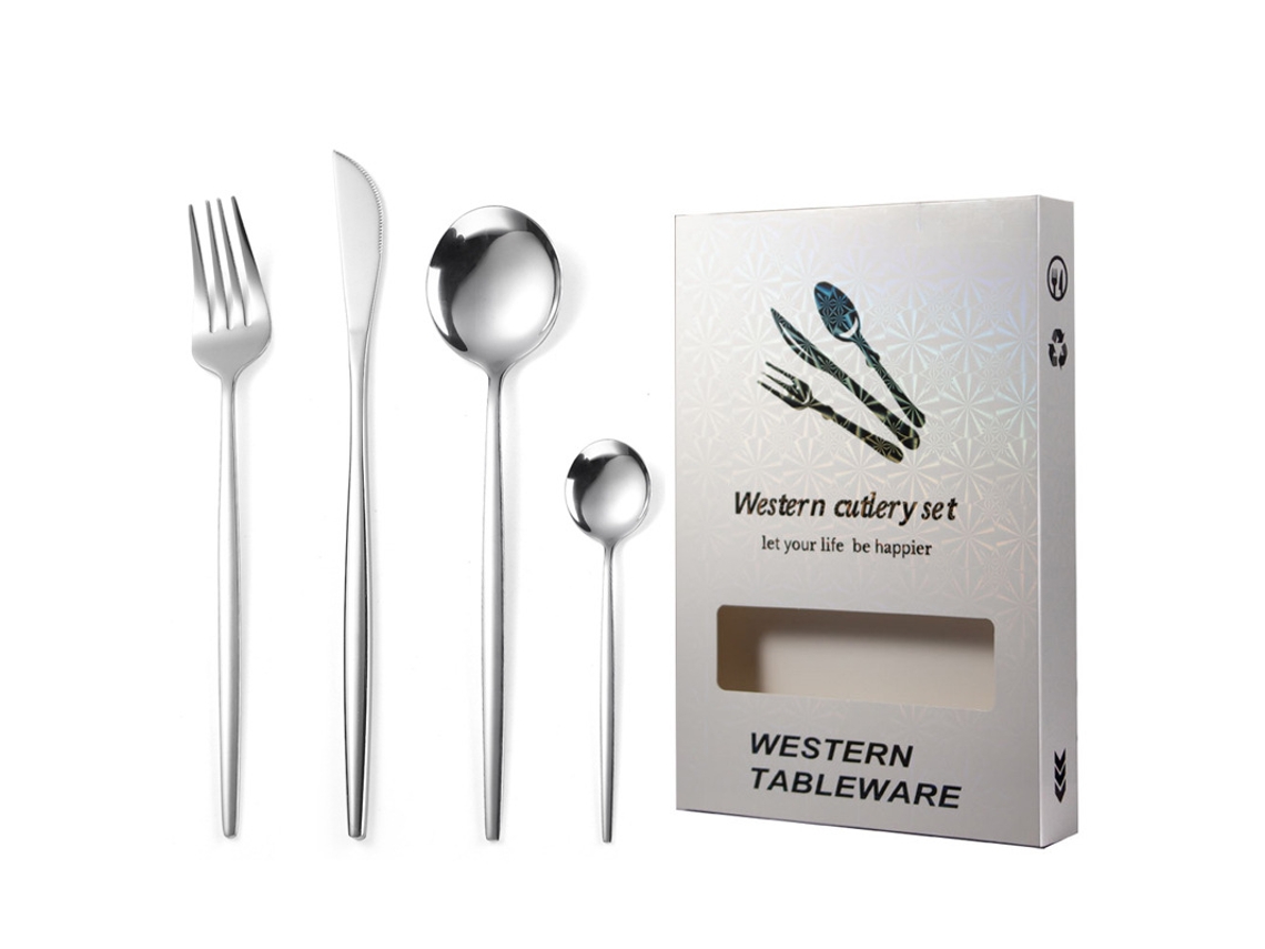 (juego De 4 Piezas - Plata) Cubiertos De Acero Inoxidable Con Revestimiento De Titanio Cubiertos Cubiertos Cubiertos Cuchara