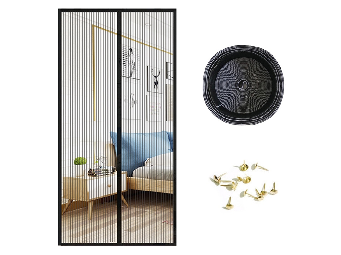 Mosquitera Magnética Para Puerta De Patio Con Cinta Adhesiva Y Chinchetas, Bloquea Eficazmente Mosquitos Y Moscas,negro/140x210cm Gertiz