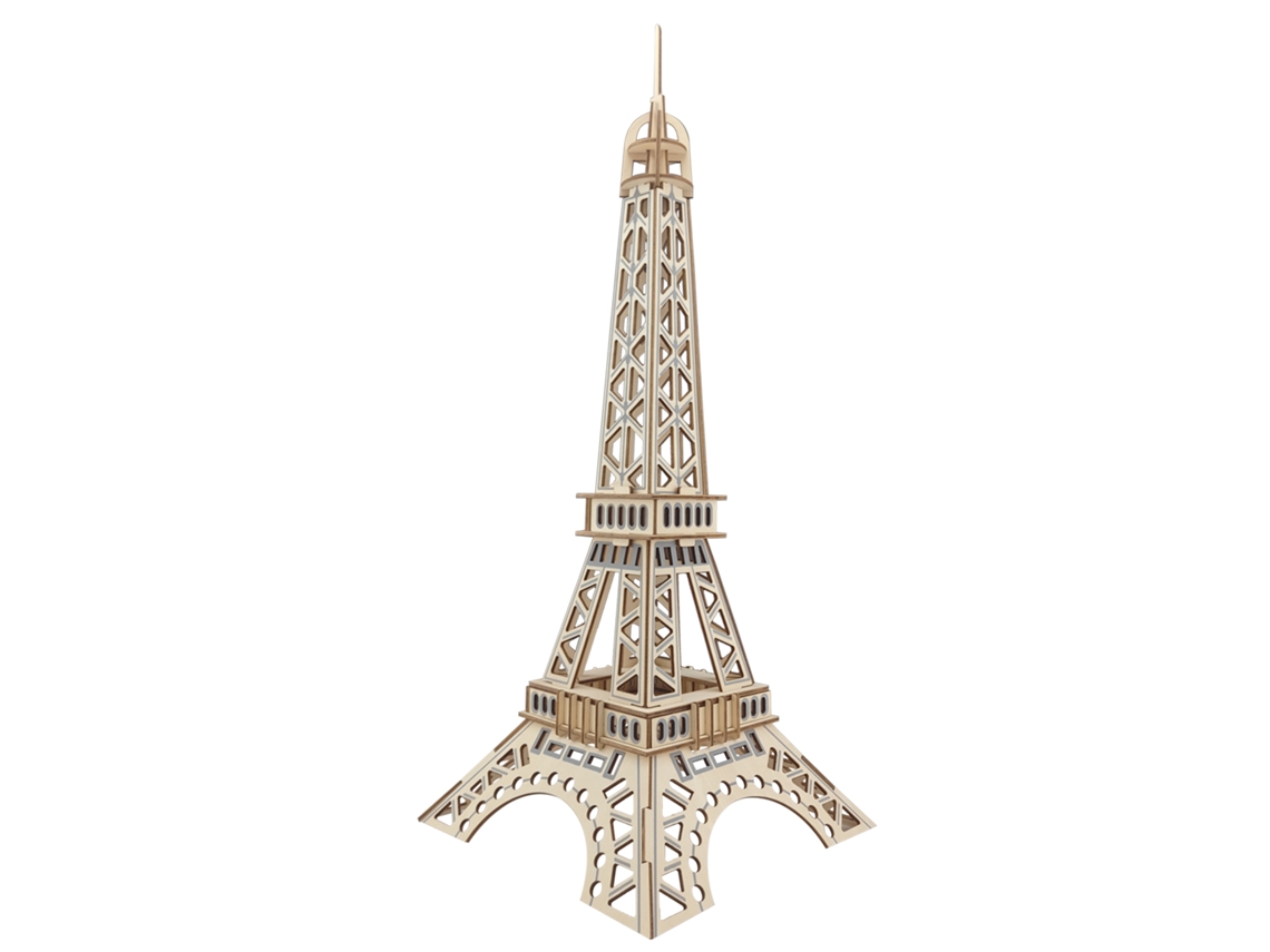 Maqueta De Madera En 3d. La Torre Eiffel, París. 52 Piezas. 21x21x52 Cm.