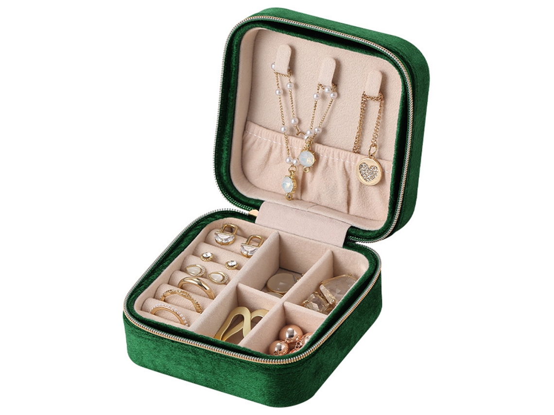 Caja de joyas de viaje de terciopelo con espejo, regalo para niñas Kofihety