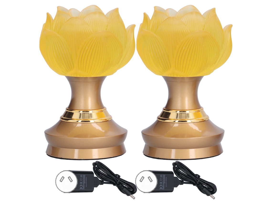 Lámpara budista LED amarilla ajustable, 2 unidades, enchufe australiano, 100-240 V.