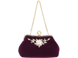 Elegante Bolso De Mano De Noche Para Mujer En Tela De Felpa Con Pedrería, Correa De Hombro Desmontable, Empaquetado.
