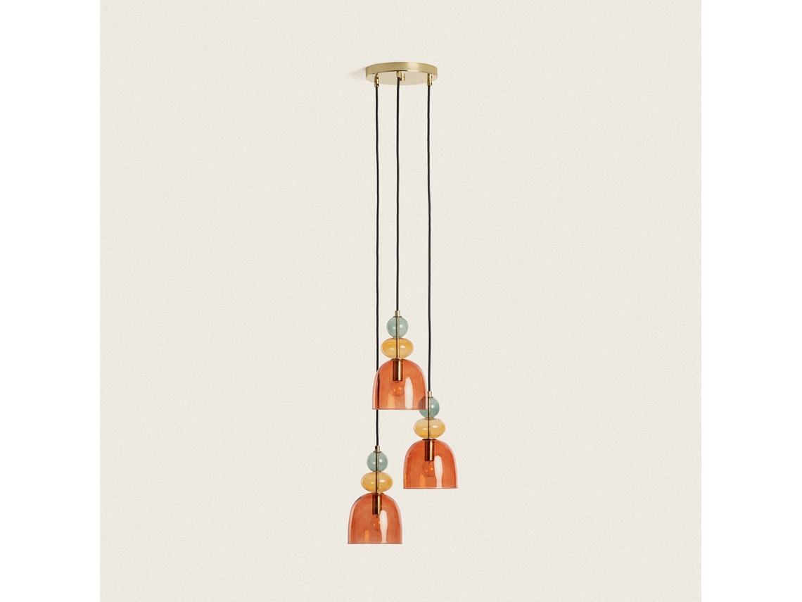 LEDKIA Lámpara Colgante Metal y Cristal Tri Baudelaire Rojo