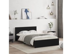 Estructura De Cama Con Cabecero Negro 120x200 Cm