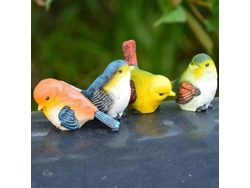 Figuritas De Pájaros De Resina, 4 Piezas, Decoración De Jardín, Estilo Campestre, 6,5 X 4,5 X 5 Cm