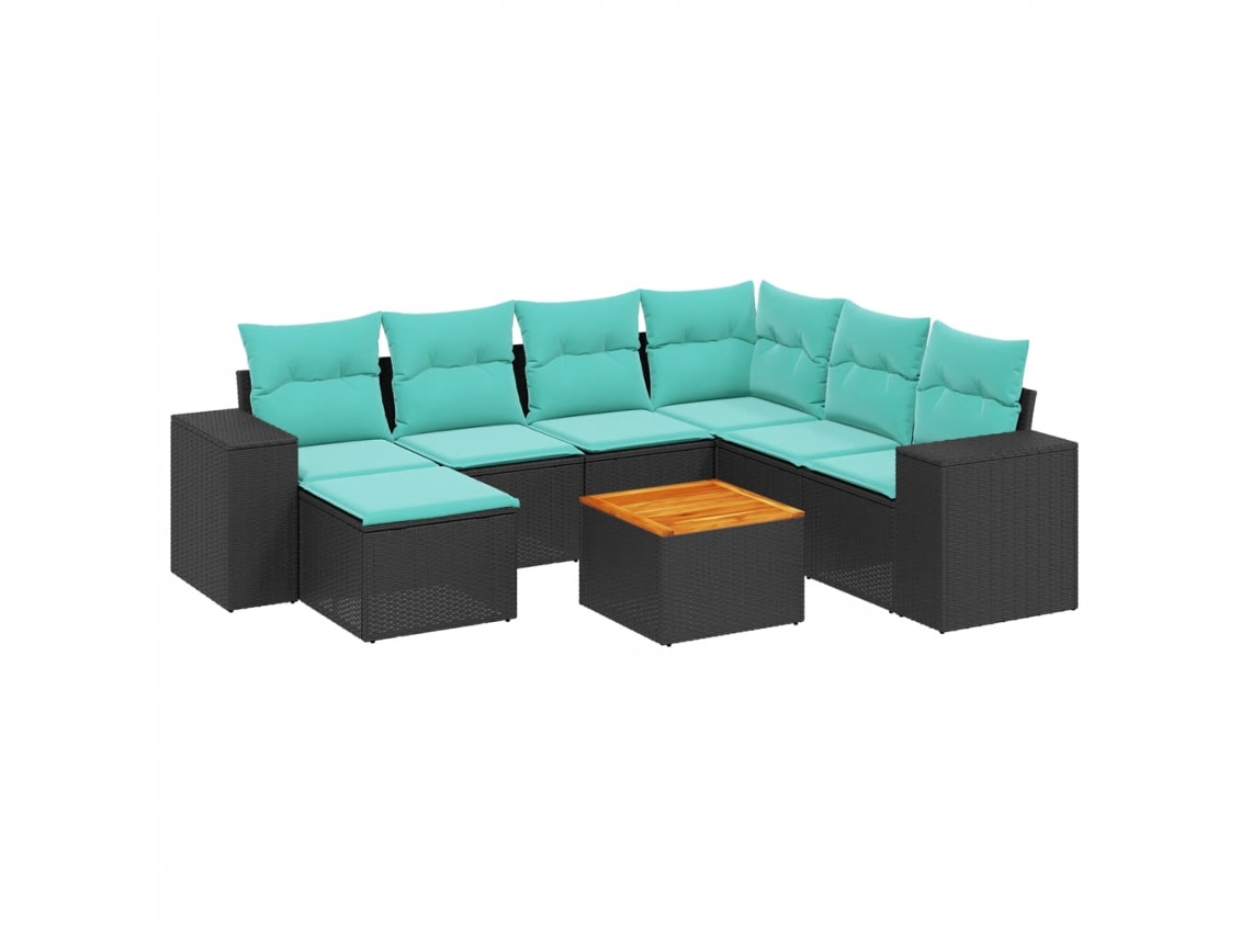 Maison Exclusive - Conjunto De Sofá De Jardín De 8 Piezas Con Cojines, De Poliratán Negro