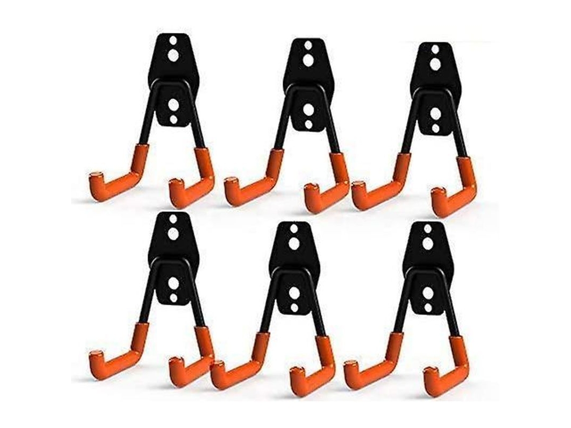 Ganchos duplos de aço Fasst para garagem, resistentes, ideais para organizar ferramentas e produtos de limpeza (pacote com 6)