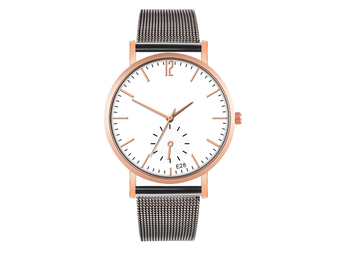 Reloj De Cuarzo De Pareja Con Correa De Malla Fashion Estilo Casual Blanco Oro Rosa Negro