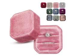 2026-caja De Anillos De Terciopelo Vintage Con 2 Ranuras Para Boda Y Fotografía Novia Rosa