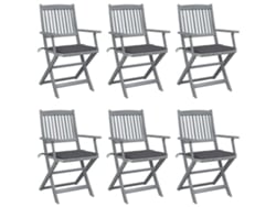 Sillas plegables de exterior de acacia maciza DKD Home Decor de 6 piezas con cojines