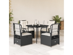 Juego de comedor de jardín de 5 piezas con cojines, mimbre sintético negro, DKD Home Decor