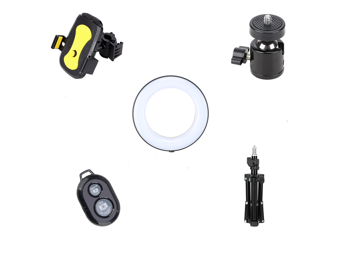 Anillo de luz LED portátil con soporte, luz de relleno USB, mini luz LED para vídeo y selfies.