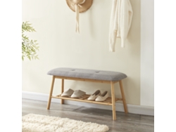Banco Zapatero Römnitz estante para 3 pares bambú tela 45 x 90 x 30 cm - Gris y Color natural [EN.CASA]
