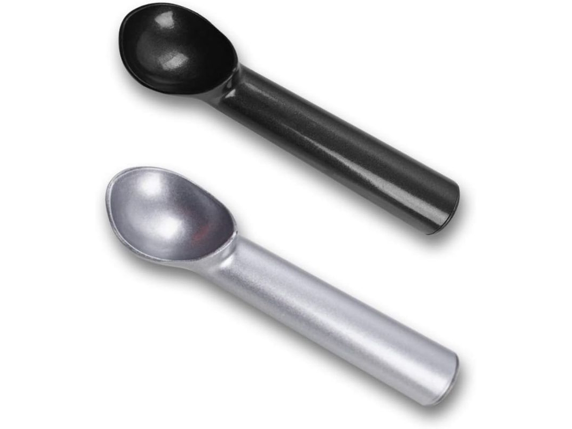 2026-41566-cuchara Para Helado De Aluminio 7 Pulgadas, Diseño Antiadherente, Resistente Al Hielo, Lavavajillas, Plata Y Negro