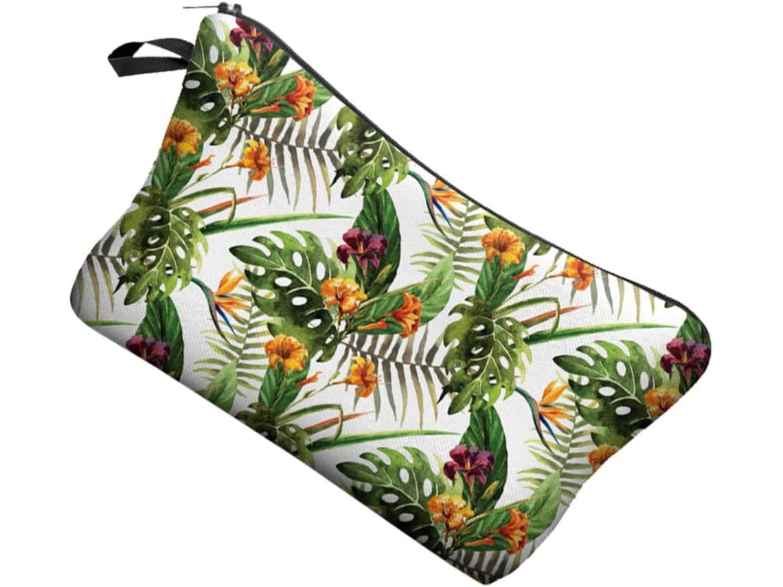 Neceser Colgante Con Estampado De Flores Tropicales Para Viajes Y Organizador De Maquillaje.