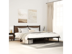 Estructura De Cama Sin Colchón Metal Roble Marrón 200x200 Cm