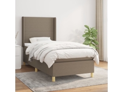 Cama Box Spring Con Colchón Tela Gris Taupe 100x200 Cm