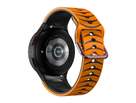 Correa de Silicona línea curva bicolor para Samsung Galaxy Watch 4 40mm/44mm/Watch 4 Classic 42mm/46mm/Watch 5 40mm/44mm - naranja/negro