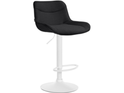 Taburete de bar X1 giratorio, ergonómico, con costuras decorativas, tapizado en tela negra y estructura metálica blanca 10_0005912