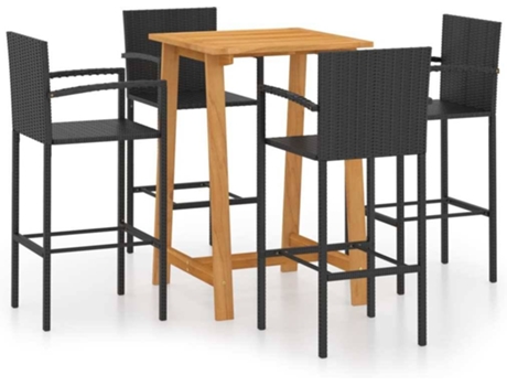 vidaXL Conjunto de bar para jardín 5 piezas negro