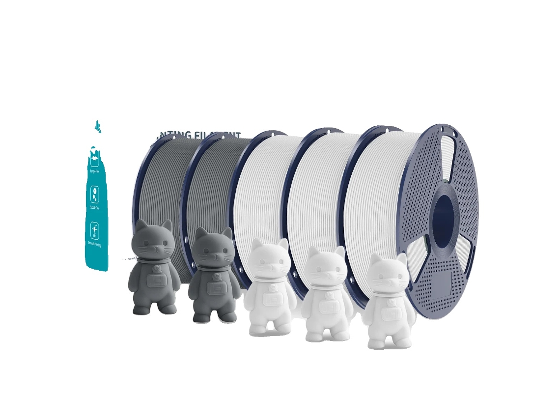 Filamento 3D, 1,75 mm de diámetro, PLA ecológico, 2 grises, 3 blancos OEM