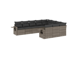 Maison Exclusive - Set De Sofás De Jardín 10 Pzas Con Cojines Ratán Sintético Gris