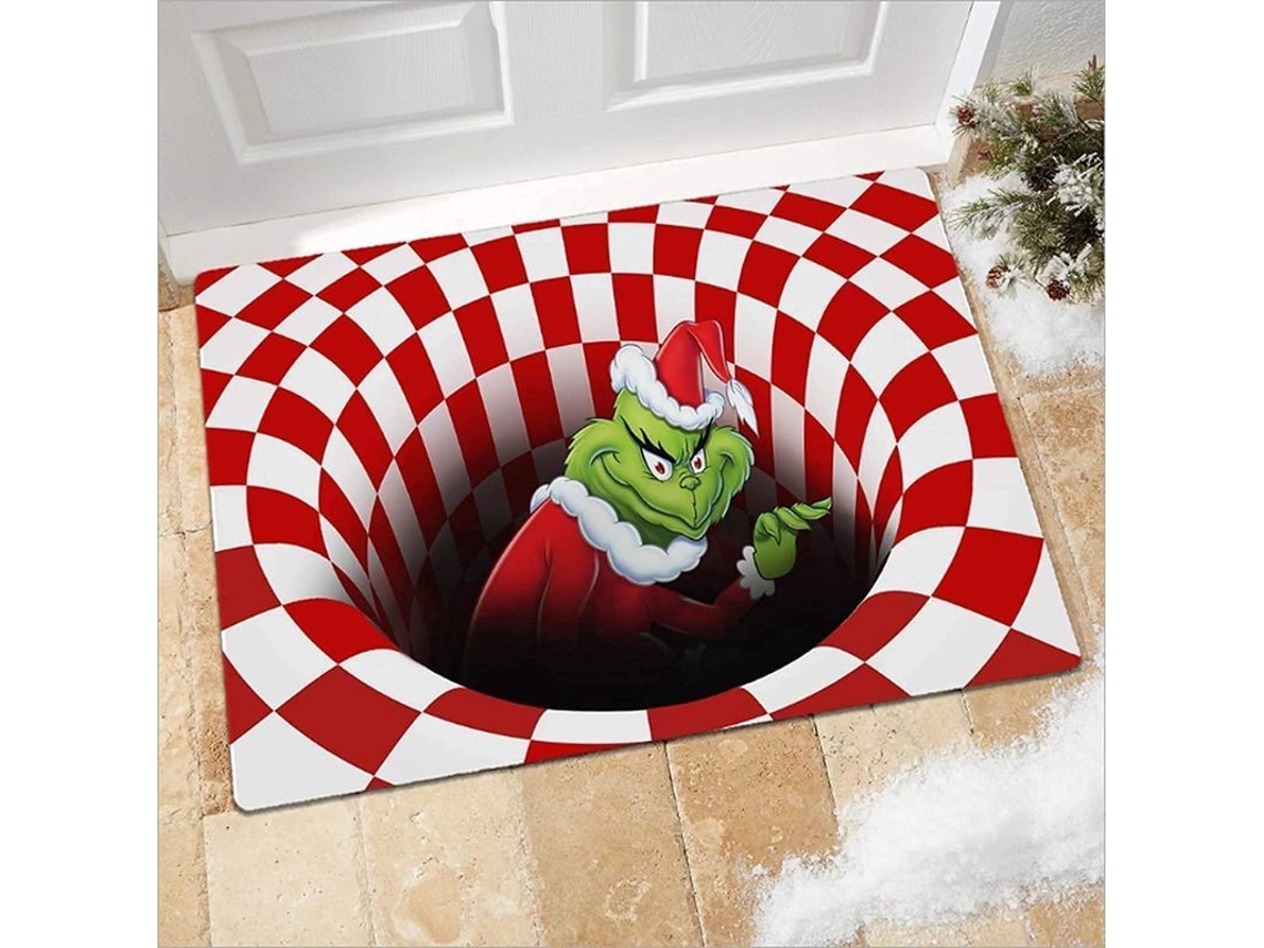 Felpudo Navideño 3d Con Diseño Ilusionista, 50x80 Cm, Para Interior Y Exterior, Antideslizante.