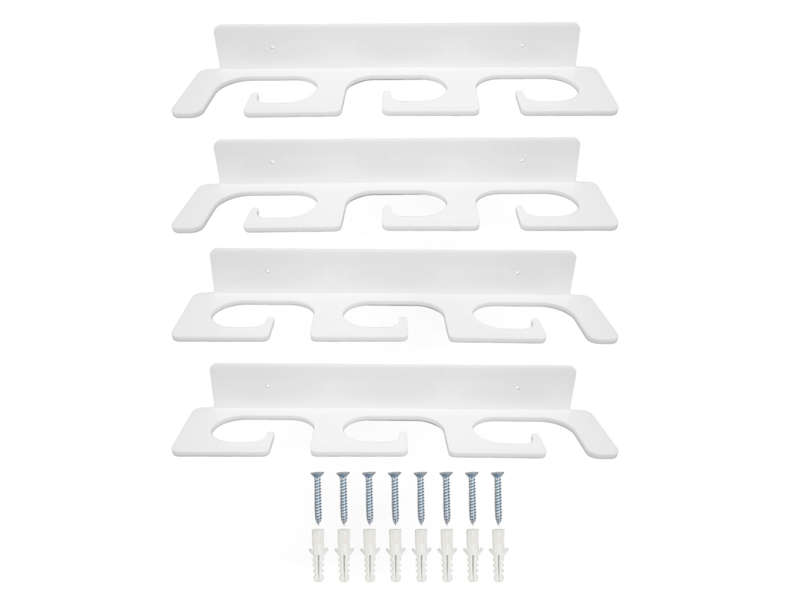 Estante para cañas de pescar de 4 piezas, resistente, compacto y elegante, para 6 cañas, montaje en pared, para interiores y exteriores.