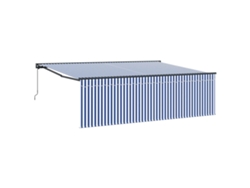 Maison Exclusive - Toldo Retráctil Manual Azul Y 400 X 300 Cm Poliéster Y Aluminio