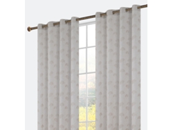 Cortina bordada con delicado bordado de hojas de ginkgo 140 x 260 cm Gris marrón - Individual