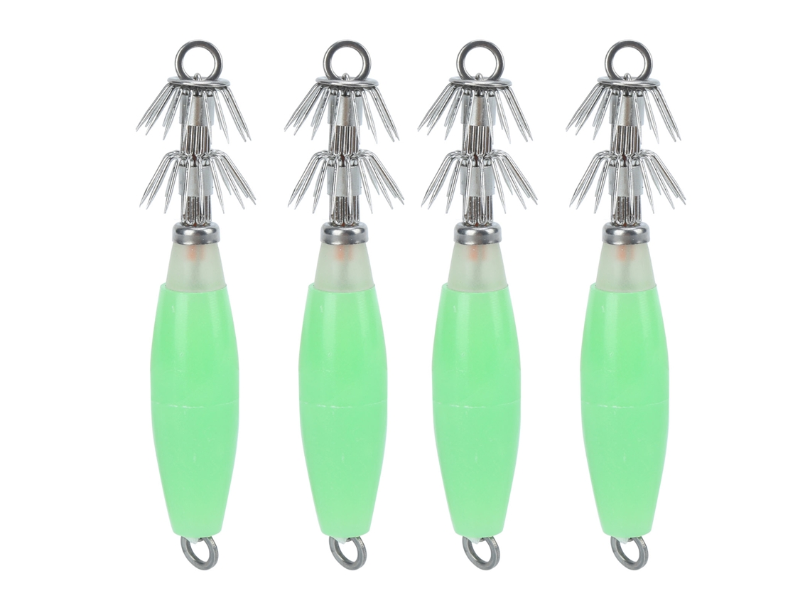 Anzuelo De Calamar Nocturno Cebo Fluo Jig De Calamar Cefalópodo Gancho De Pesca Glow In The Dark Doble Paraguas