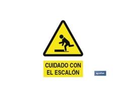 Señal adhesivo 148x105 mm. cuidado escalón