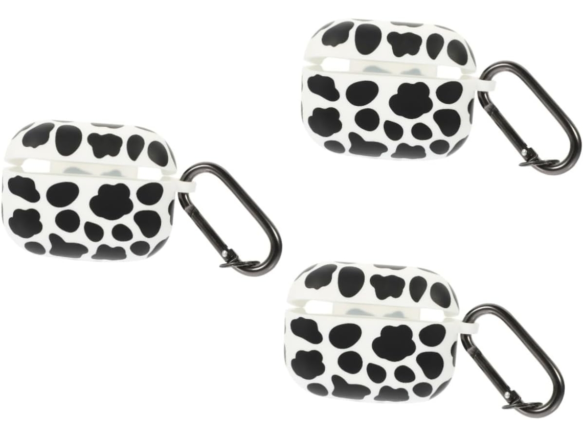 Estuche De 3 Piezas Con Diseño De Vaca Para Auriculares Profesionales: Estuche De Carga A Prueba De Golpes Y Delicado Para Tus Auriculares.
