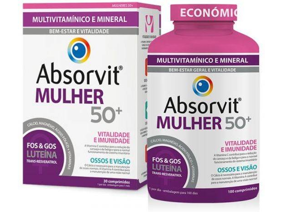 Complemento Alimentar ABSORVIT Mulher 50+ (100 Comprimidos)