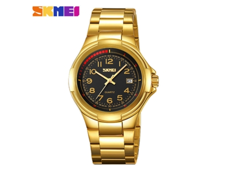 Relojes de pulsera con reloj impermeable de acero inoxidable para hombres con fecha automática y esfera negra con concha dorada LUUCOZK