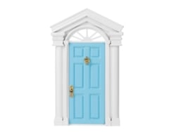 Ats-puerta De Abeto Mágica Miniatsura Para Casita De Muñecas 1:12 Con Accesorios Azules