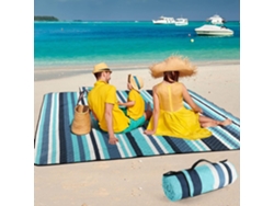Manta Picnic Acolchada Impermeable 200x150cm Rayas Resistente Arena Con Asa Transporte Cómoda