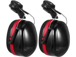Capacete De Proteção Auditiva Para Construção, Preto E Vermelho, Para Uso Externo, Com Cancelamento De Ruído.