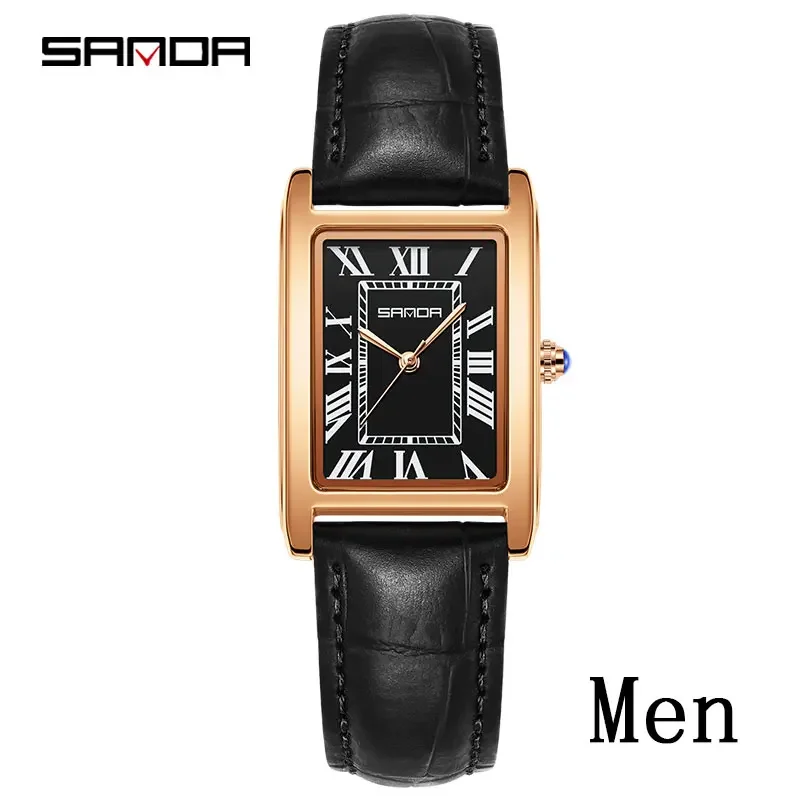 Relógio MDUG de Quartzo Esportivo Casual à Prova D'água (estilo masculino, pulseira preta, caixa ouro rosa, mostrador preto)