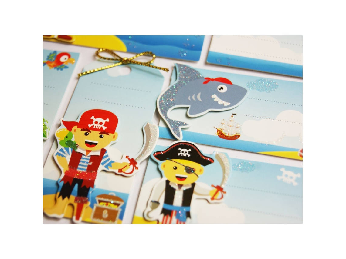 8 Pegatinas GLOBAL GIFT adhesivas - Piratas - Cuerda
