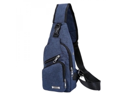 2026-mochila Bandolera Cruzada Impermeable Con Puerto Usb Y Hoyo Para Auriculares Para Hombres Y Mujeres Hkz Azul